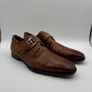 MAGNANNI Dress SHOES MEN'S SIZE 10 W 13276 MARCO‎ CUERO BROWN MONK STRAP LEATHER